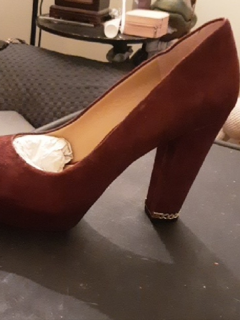 NWT Michael Kors Wine Suede Round-Toe Heels - Picture 2 of 6